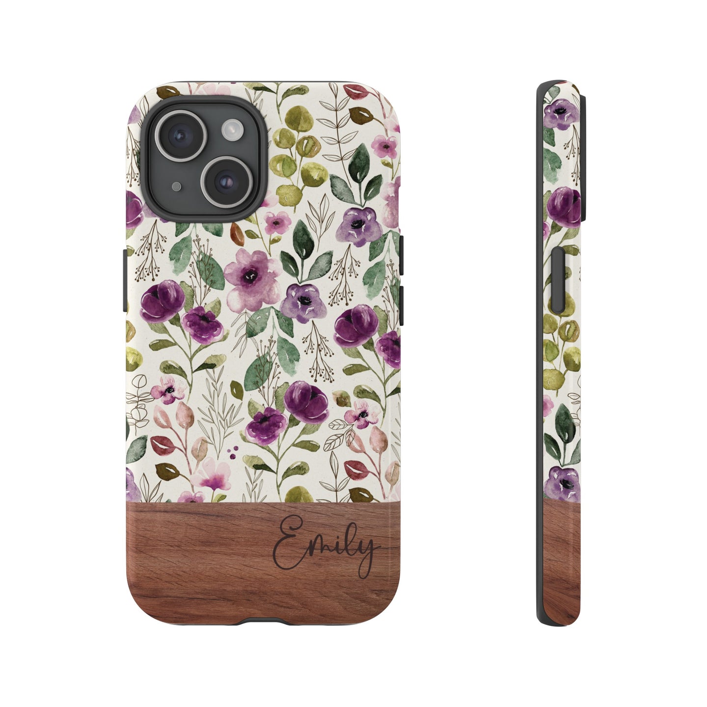 Personalized Floral Tough Phone Case for iPhone, Samsung and Google Phones